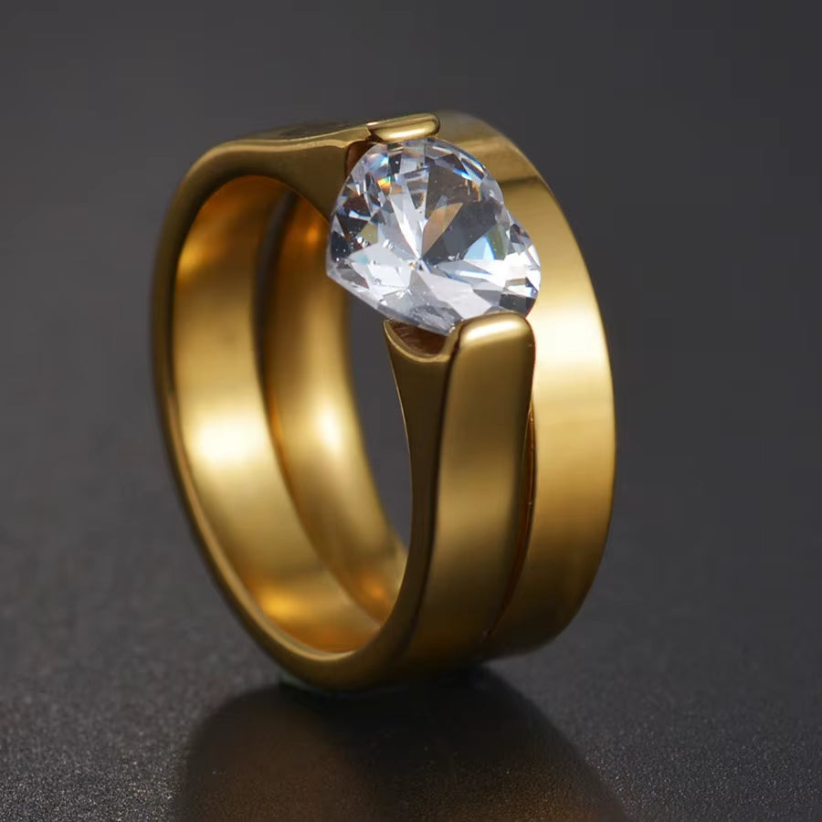 MMS Fashion Double Rings Set Ring for Women Detachable Rings for Ladies Lover Party Wedding Rhinestone Rings Clear Crystal Rings