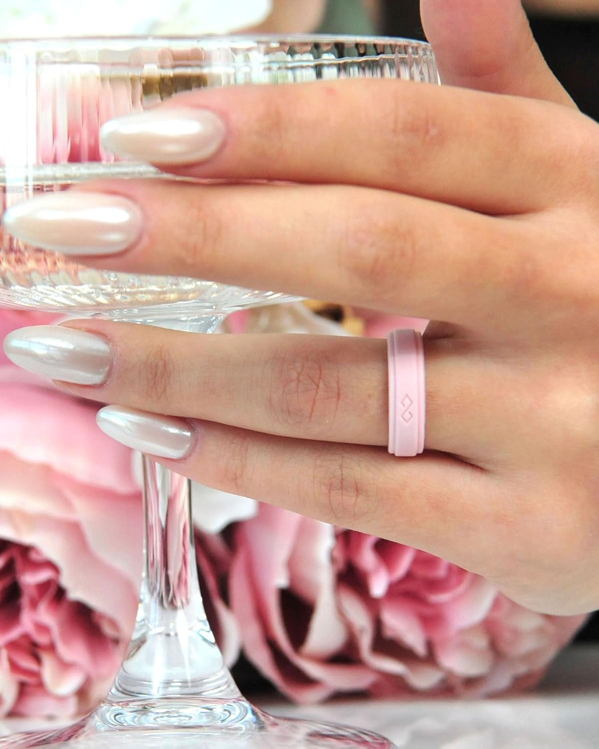 Silicone Rings for Women 5.5Mm Wide, 1.5Mm Thick - Infinity Rubber Wedding Band - Silicone Engagement Ring for Her - Patented Design