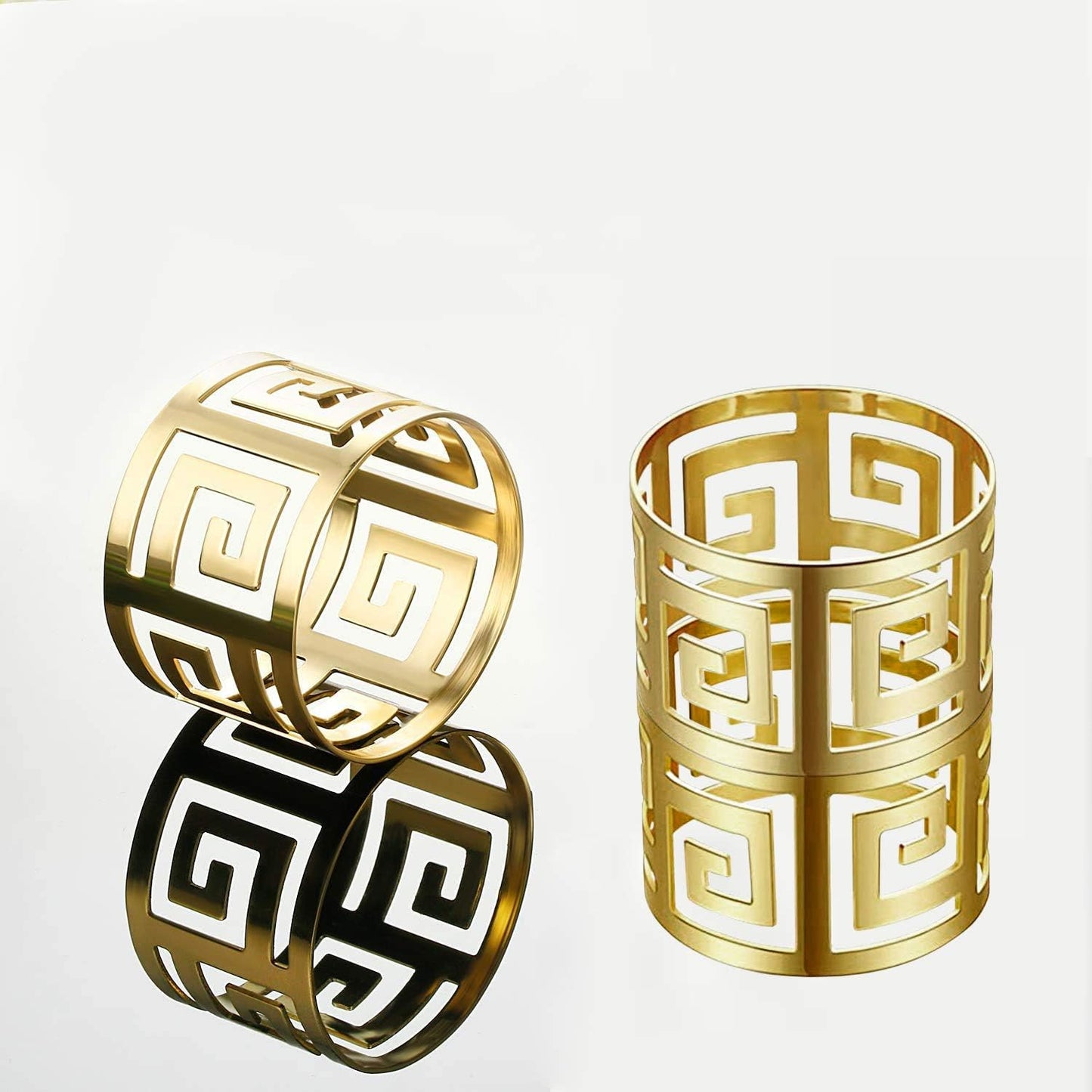 Set of 6 Napkin Rings for Dinning Table Setting- Napkin Holder Rings for Holiday Party, Home Kitchen for Casual or Formal Occasion,Wedding Party Dinner Table Decoration (Gold)…