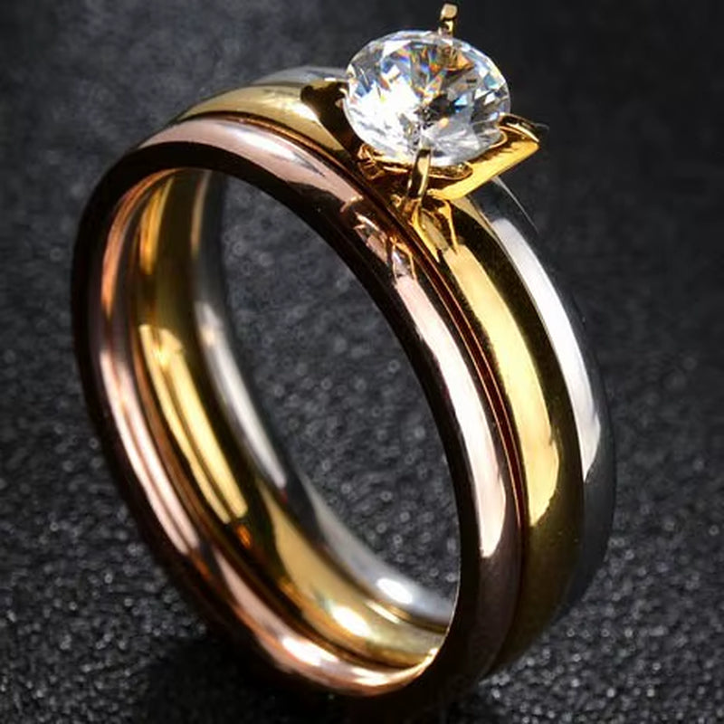 MMS Fashion Double Rings Set Ring for Women Detachable Rings for Ladies Lover Party Wedding Rhinestone Rings Clear Crystal Rings