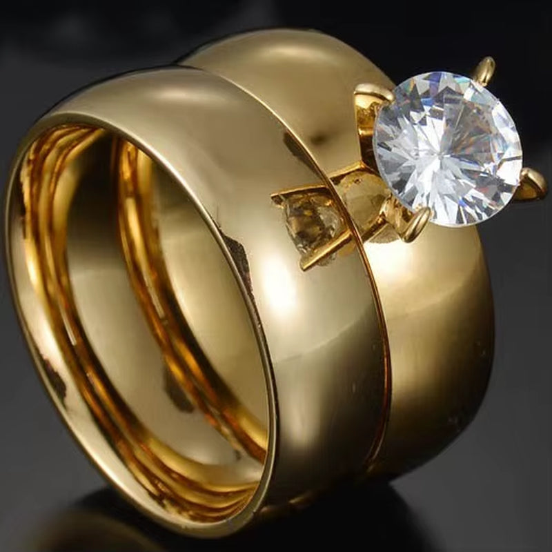 MMS Fashion Double Rings Set Ring for Women Detachable Rings for Ladies Lover Party Wedding Rhinestone Rings Clear Crystal Rings