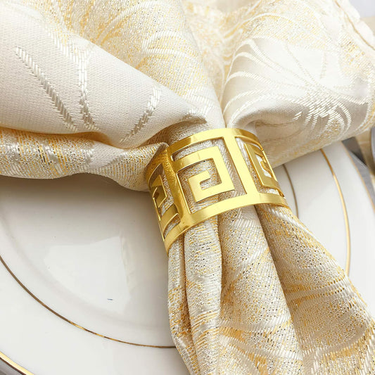 Set of 6 Napkin Rings for Dinning Table Setting- Napkin Holder Rings for Holiday Party, Home Kitchen for Casual or Formal Occasion,Wedding Party Dinner Table Decoration (Gold)…