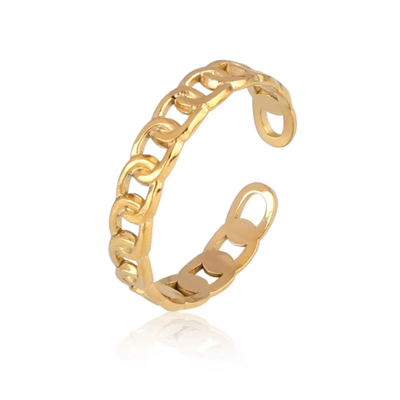 Women'S Rings Gold Colour Ring for Women Stainless Steel Rings Women Chain Rings for Women Open Rings Stainless Jewelry Gifts