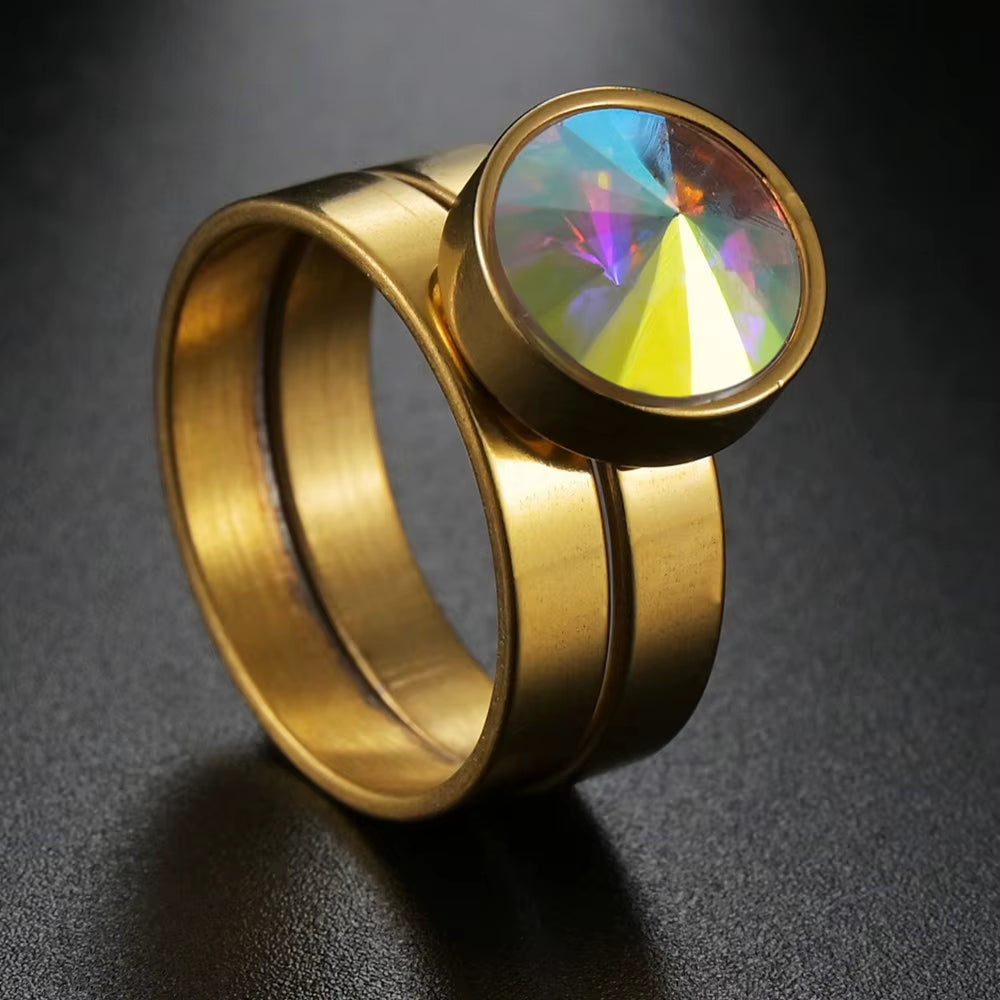 MMS Fashion Double Rings Set Ring for Women Detachable Rings for Ladies Lover Party Wedding Rhinestone Rings Clear Crystal Rings