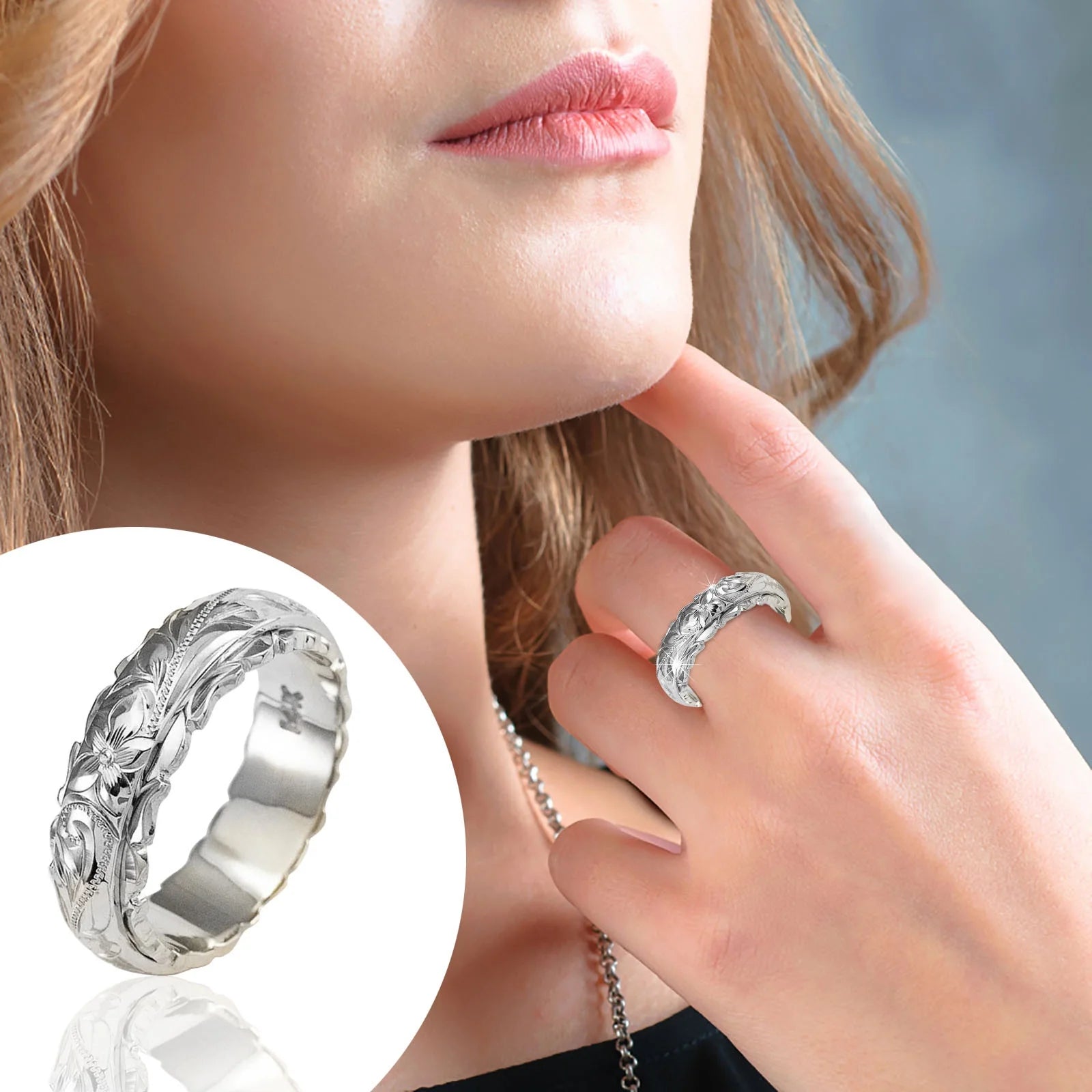 Rings for Alloy Carved Rose Flower Female Ring Popular Exquisite Ring Fashion Rings Jewelry Valentine'S Day Gift