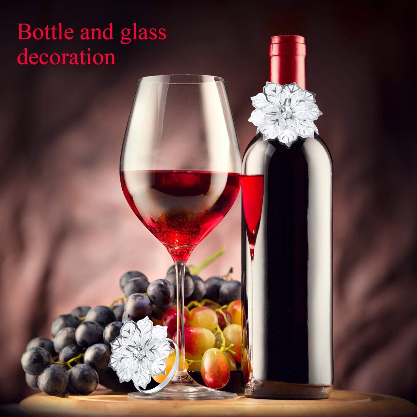 12 Pcs Hollow Out Flower Napkin Rings Fall Napkin Ring Holder Metal Serviette Buckles Set for Dinner Thanksgiving Christmas Wedding Banquet Table Plates Decoration(Silver)