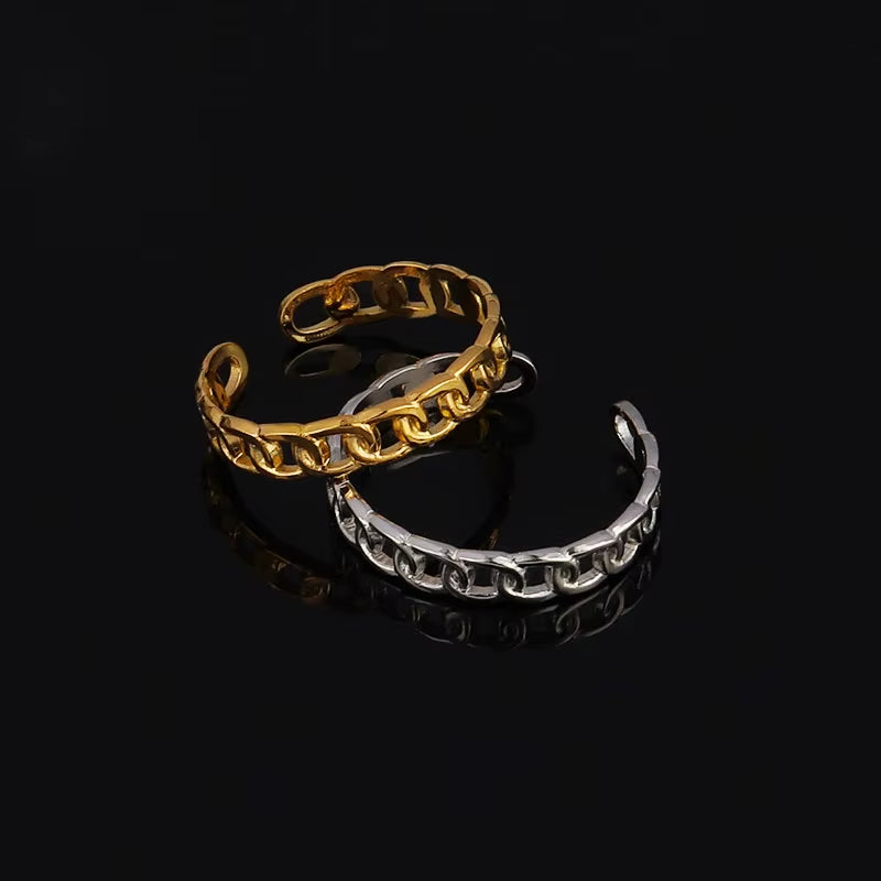 Women'S Rings Gold Colour Ring for Women Stainless Steel Rings Women Chain Rings for Women Open Rings Stainless Jewelry Gifts