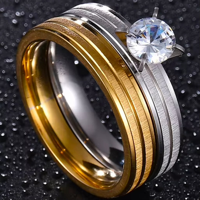 MMS Fashion Double Rings Set Ring for Women Detachable Rings for Ladies Lover Party Wedding Rhinestone Rings Clear Crystal Rings