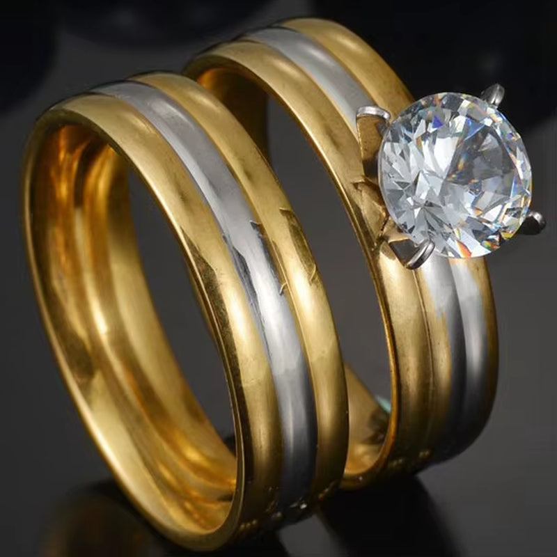 MMS Fashion Double Rings Set Ring for Women Detachable Rings for Ladies Lover Party Wedding Rhinestone Rings Clear Crystal Rings