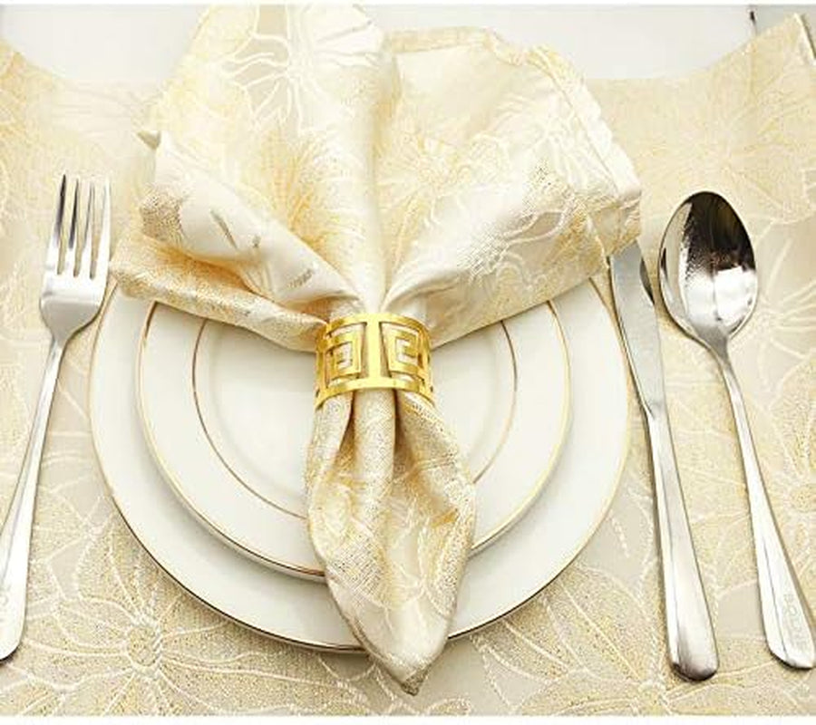 Set of 6 Napkin Rings for Dinning Table Setting- Napkin Holder Rings for Holiday Party, Home Kitchen for Casual or Formal Occasion,Wedding Party Dinner Table Decoration (Gold)…
