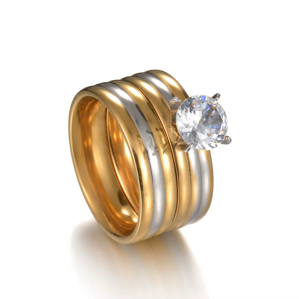 MMS Fashion Double Rings Set Ring for Women Detachable Rings for Ladies Lover Party Wedding Rhinestone Rings Clear Crystal Rings