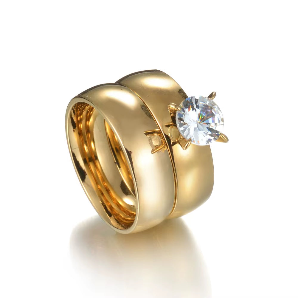 MMS Fashion Double Rings Set Ring for Women Detachable Rings for Ladies Lover Party Wedding Rhinestone Rings Clear Crystal Rings