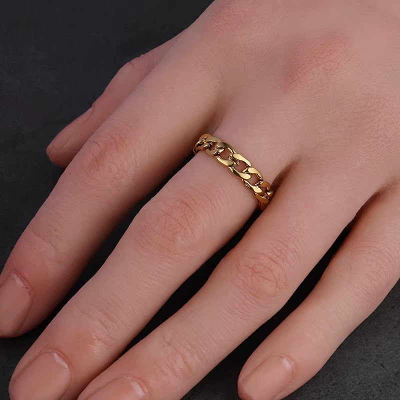 Women'S Rings Gold Colour Ring for Women Stainless Steel Rings Women Chain Rings for Women Open Rings Stainless Jewelry Gifts