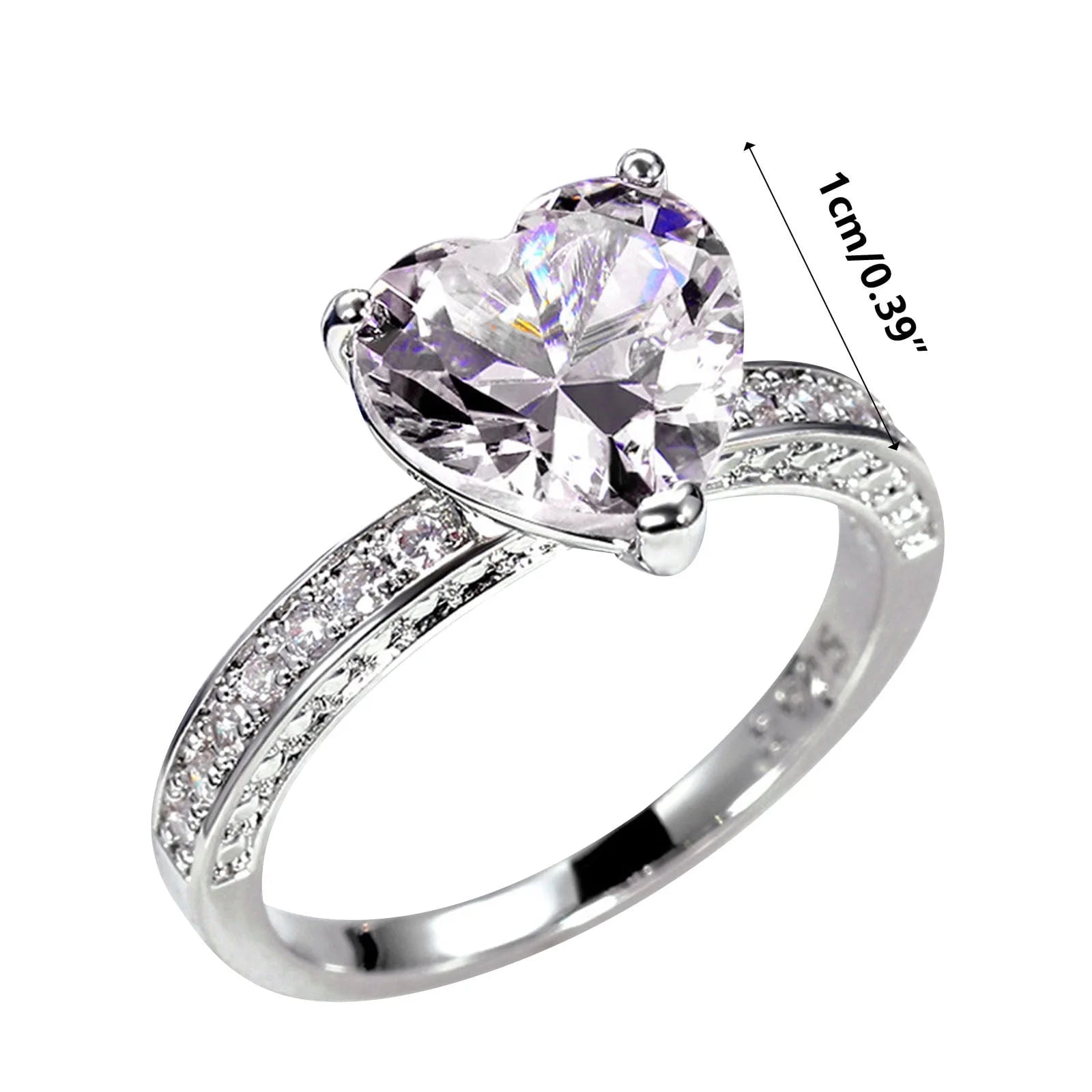 Rings for Alloy Wedding Ring Inlaid with Heart-Shaped Diamond Zircon Ring Women'S Engagement Jewelry