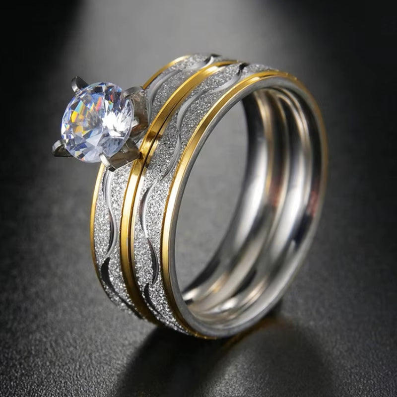 MMS Fashion Double Rings Set Ring for Women Detachable Rings for Ladies Lover Party Wedding Rhinestone Rings Clear Crystal Rings