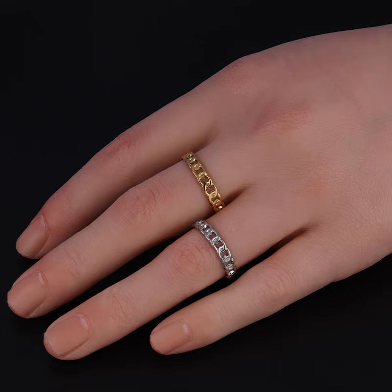 Women'S Rings Gold Colour Ring for Women Stainless Steel Rings Women Chain Rings for Women Open Rings Stainless Jewelry Gifts