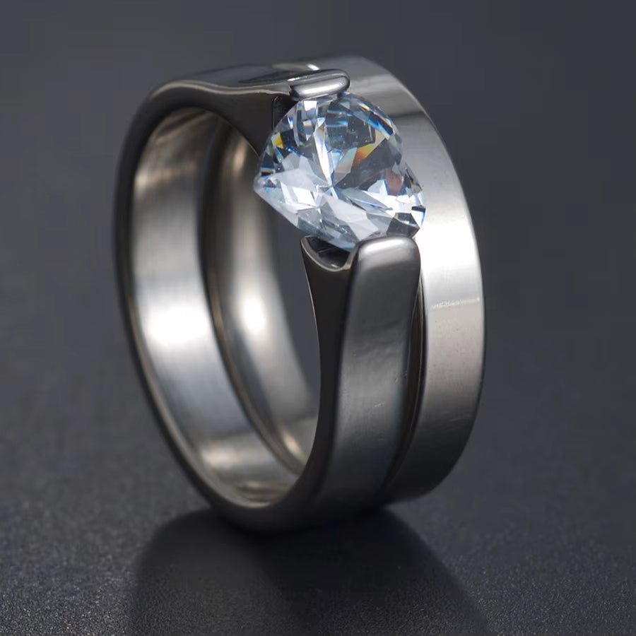 MMS Fashion Double Rings Set Ring for Women Detachable Rings for Ladies Lover Party Wedding Rhinestone Rings Clear Crystal Rings